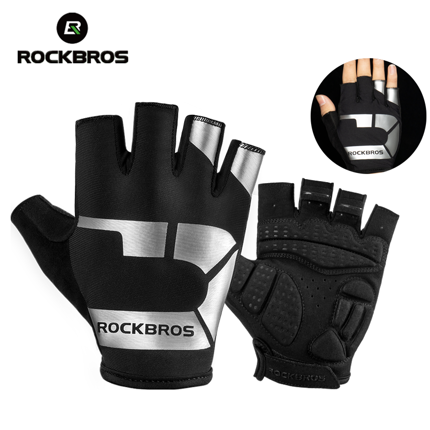 ROCKBROS Bicycle Gloves Half Finger Bike Gloves Shockproof Breathable Gloves 