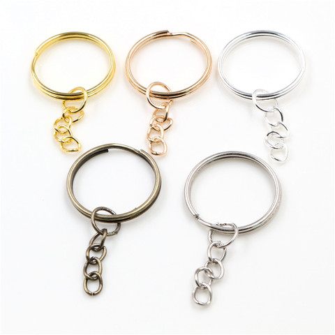 20pcs/lot Key Ring Key Chain ( Ring Size 25mm) Fashion Gold Rhodium Silver Plated 50mm Long Round Keychain Keyrings ► Photo 1/6