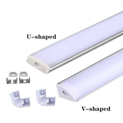 2-30pcs/lot LED aluminum profile U Style 0.5M for 5050 5630 led strip,milky/transparent cover for aluminum channel ► Photo 1/6
