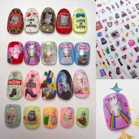 2022 New 3D Nail Art Stickers Bohemia Colorful Cat & Dog Image Nails Stickers For Nails Sticker Decorations Manicure Z384 ► Photo 1/6