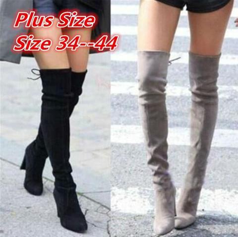 New Faux Suede Slim Boots Sexy Over The Knee High Women Fashion Winter Thigh High Boots Shoes Woman Fashion Botas Mujer 2022 ► Photo 1/6