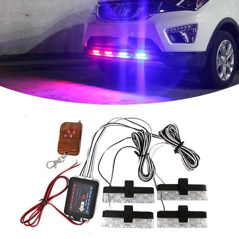 M&C 4*4 LED Car Truck Emergency Strobe Light Remote Wireless Control Light Flash Signal Fireman Police Beacon Warning Light ► Photo 1/6