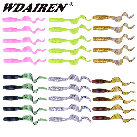 5pcs/lot Worms Fishing Lures Jigging Wobbler Soft Lure 60mm 1.8g Shrimp smell With salt baits Swimbaits Artificial Silicone Bait ► Photo 1/6