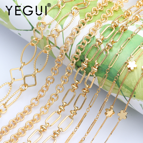 YEGUI C54,18k gold plated,0.3 microns,jewelry accessories,goldon chain,jewelry making,jewelry findings,diy chain necklace,1m/lot ► Photo 1/6