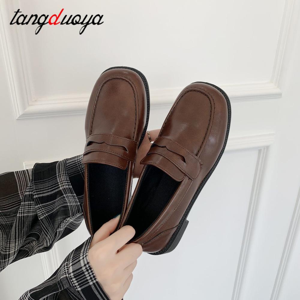 Loafers mary janes Women Leather Shoes Japanese Academy Girl Middle School  Student Shoes Animation Maid Lolita