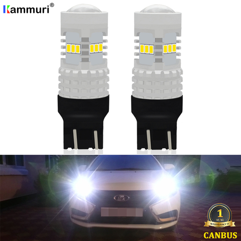 KAMMURI White For LADA Lada Kalina Granta Vesta DRL LED Bulbs SRCK 7443 7444 T20 W21/5W LED Lamp Extremely Bright 12LEDs 3020-EX ► Photo 1/6