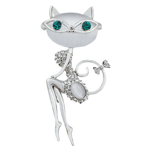 Opal Brooch Cat Wearing Sunglasses Woman Sexy Cute Cat Pin And Brooch Wedding Accessories ► Photo 1/5