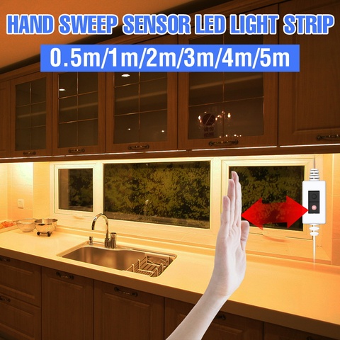 5V LED Under Cabinet Light Hand Sweep Flexible Tape PIR Motion Sensor 0.5 1 2 3 4 5m LED Night Lamp For Kitchen Bedroom Closet ► Photo 1/6