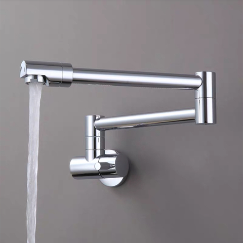 LIUYUE Kitchen Faucets Black/Chrome Brass Single Cold Wall Mounted Bathroom 360 Rotate Fold-able Basin Faucet Crane Sink Taps ► Photo 1/6