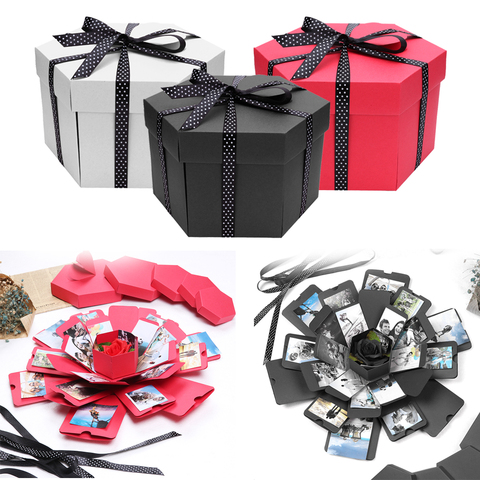 Creative DIY Photo Album Box Hexagonal Folding Scrapbooking Photo Albums Memory Box for Birthday Valentine's Day Wedding Gifts ► Photo 1/6