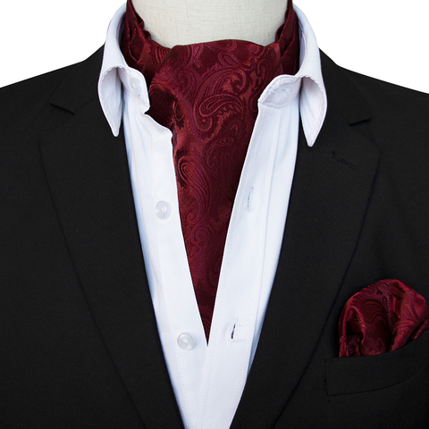Luxury Men's Vintage Paisley Cashew Tie Scarf Wedding Formal Cravat Ascot Scrunch Self British Gentleman Silk Soft Neck Tie set ► Photo 1/6