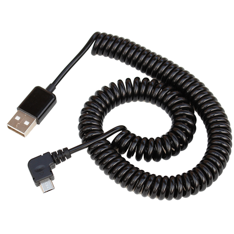 2m Elbow USB Spring Coiled Micro USB Cable 90 Degree Right  Angled USB 2.0 Male to Micro USB Male Data Sync Charger Cable ► Photo 1/4