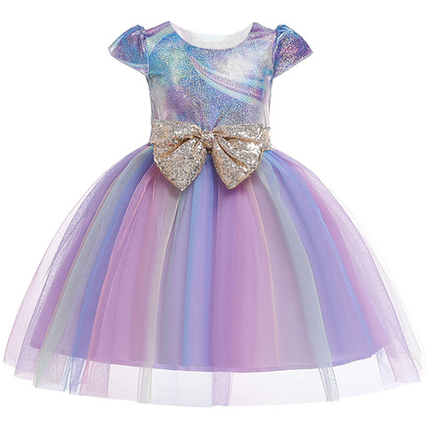 Kids Girls Dresses 2022 Rainbow Sequins Wedding Princess Dress Baby Girls Birthday Party Dresses For 2 6 8 10Years Girls Clothes ► Photo 1/6