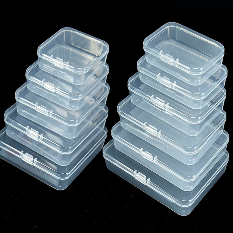 10pcs Clear Lidded Small Plastic Box For Trifles Parts Tools