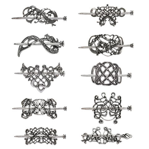 New Vintage Silver Celtic Metal Hairpins Knot Hair Slide Viking Hair Clips Hair Barrette Hair Stick Women Girls Hair Accessories ► Photo 1/1