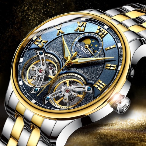 Binger Role Luxury Brand  Mechanical Men Watches Skeleton Sapphire Crystal Mate Waterproof Watch Men Clock Male B-8606M-008 ► Photo 1/6