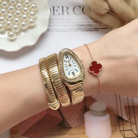 New Women Luxury Brand Watch Snake Quartz Ladies Gold Watch Diamond Wristwatch Female Fashion Bracelet Watches Clock reloj mujer ► Photo 1/6