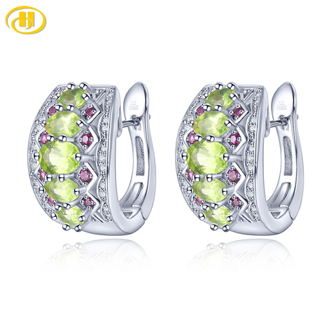 Natural Peridot Sterling Silver Clip Earring for Women 2.85 Carats Genuine Gemstone Colorful Earring New Year Gift Top Quality ► Photo 1/6