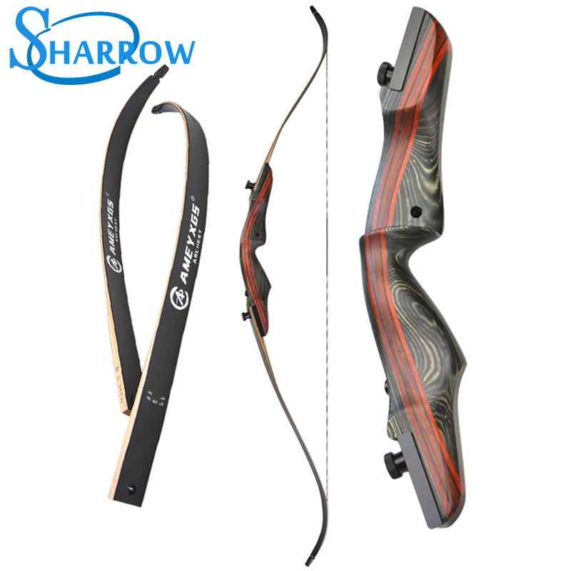 62" 30-50lbs Recurve Bow Wooden Riser Archery Takedown American Hunting Bow 