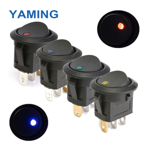 250V Round Rocker Switch Toggle ON-OFF 2 Position 3 Pins Push Button Switches Electrical Equipment With Light Power KCD2 ► Photo 1/6