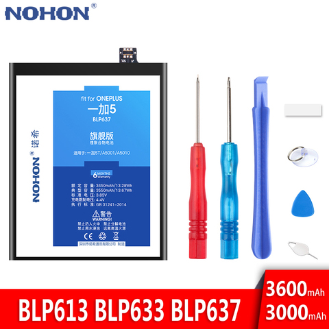 NOHON Battery For Oneplus 3 3T 5 5T Original Bateria For One Plus 1+ BLP613 BLP633 BLP637 Replacement High Capacity Batteries ► Photo 1/6