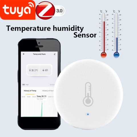 HOT tuya zigbee temperature humidity sensor detector built-in battery historical data storage compatible with Alexa Google Home ► Photo 1/6