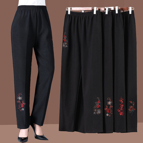 2022 Spring Autumn Thin Middle-aged Women Pants Large Size Elastic Waist Casual Straight Pants Grandma Female Trousers 5XL W111 ► Photo 1/6
