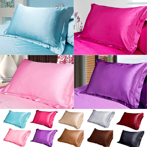 Pure Emulation Silk Satin Pillowcase Comfortable Pillow Cover Pillowcase For Bed Throw Single Pillow Covers ► Photo 1/6