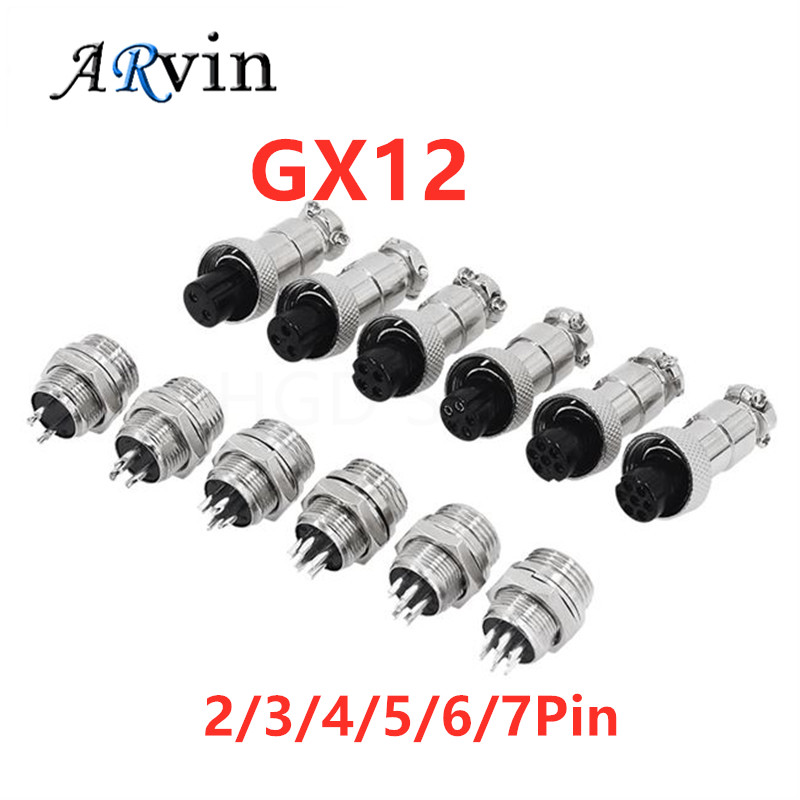 1set Gx12 Butt Type Aviation Plugs Sockets 234567 Pin Male Female 12mm Aerial Plugs 