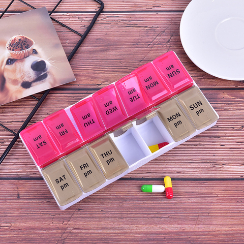 12style 7Days Weekly 14Grids Pill Case Portable Travel Medicine Tablet Dispenser Organizer Box Splitters Pills Storage Container ► Photo 1/6