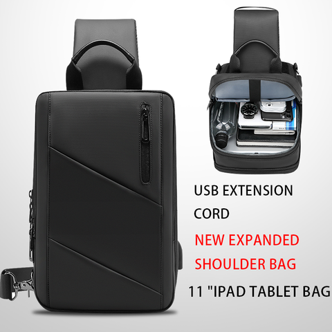 EURCOOL 2022 NEW Scalable Multifunction Crossbody Bags Men USB Charging Chest Pack Messengers Chest Bag Shoulder Bag Male n2003 ► Photo 1/6