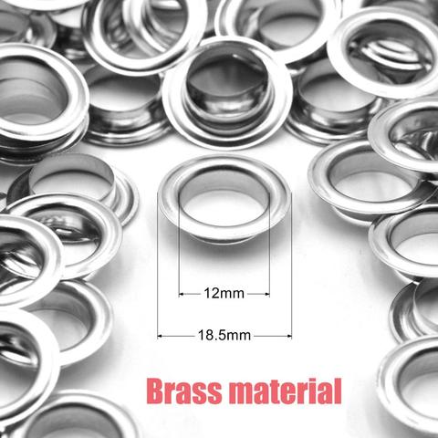 KALASO 30sets 12mm Pure Brass Material Silver Flat Edge Grommet Eyelet With Washer Fit Leather DIY Craft Shoes Belt Cap ► Photo 1/6