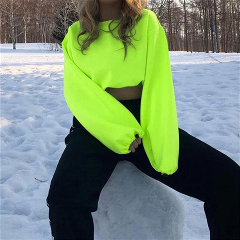 Long Sleeve Hoodie Sweatshirt women Casual Slim Pullover Neon Green Sweatshirt Solid Sweatershirt Harajuku Tops Hoodie - Price history & Review | AliExpress Seller - We love- Store | Alitools.io