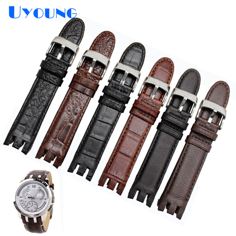 High Quality Genuine Leather Watch Strap For Swatch YRS403 412 402G watch band 21mm watchband men curved end watches bracelet ► Photo 1/6