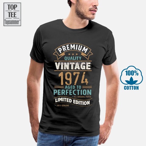 New Vintage Year 1974 Limited Edition 43Rd Birthday Men'S Funny T Shirt 43 Year Old T Shirt Summer Tops Tees Shirt Free Shirt ► Photo 1/6