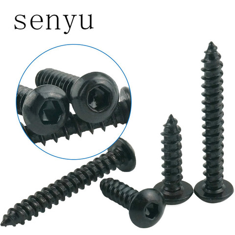 GB/T 8.8 degree M3 M4 M5 M6 BLACK Round Head Hexagon Head Cup Model Self-tapping add hard sound carbon steel screws ► Photo 1/6