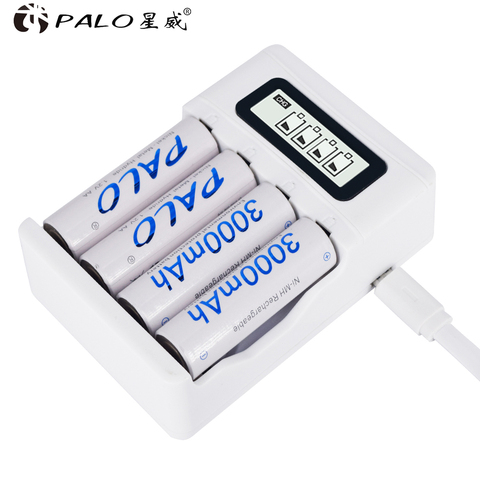 Wholesale USB Car Charger +Intelligence 4 Slots LCD Display Battery Charger for AA/AAA rechargeable batteries ► Photo 1/6