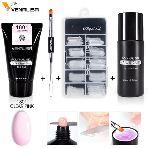 Venalisa poly nail gel kit nail art transparent clear camouflage color fibre glass hard jelly quick building nail extend acrylic ► Photo 1/6