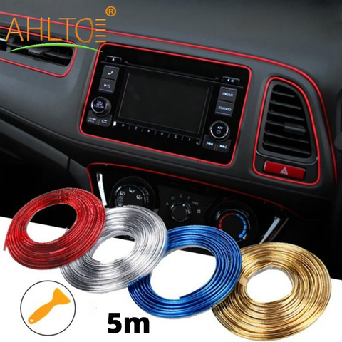 1pcs 5M Adhesive Dome Strips Car Interior Decoration Molding Door Red Gold Line Vent Panel Direction-Flexible Wheel Car Styling  ► Photo 1/6