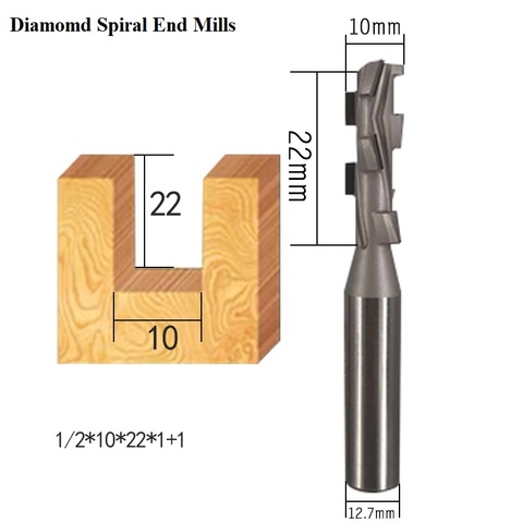 Diamond PCD woodworking cnc milling cutter two flute spiral Shank Cleaning Bottom Endmill wood turning tools CVD Slotter router ► Photo 1/6