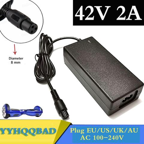 42V 2A Universal Battery Charger, 100-240VAC Power Supply for Self Balancing Scooter hoverboard charger UK/EU/US/AU Plug ► Photo 1/5