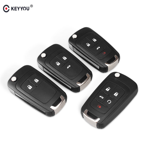 KEYYOU Flip Folding Remote Car Key Shell For Chevrolet Cruze Epica Lova Camaro Impala 2 3 4 5 Button HU100 Blade Replacement ► Photo 1/5