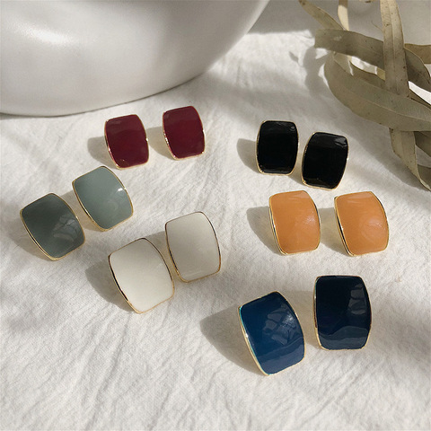 Stylishly Luxurious 6 Color Square Enamel Korean Non Pierced Clip on Earrings for Elegant Women Simple Female Ear Clips Jewelry ► Photo 1/6