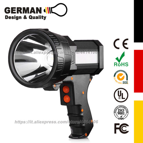 Rechargeable Spot lights hand held large flashlight 6000 Lumen handheld Super bright Outdoor spotlight Camping Flood searchlight ► Photo 1/6