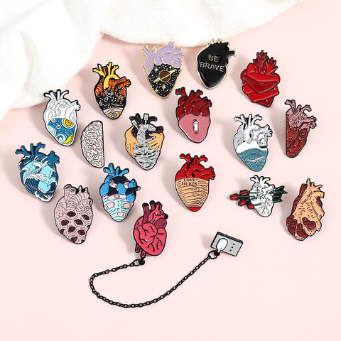 19style Anatomical Heart Enamel Pins Medical Anatomy Brooch  Neurology  for Doctor and Nurse Lapel Pin Bags Badge Gifts ► Photo 1/6