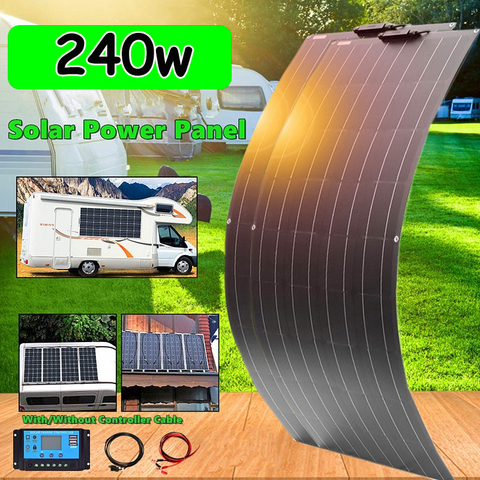 fleixble solar panel 12v kit complete 100w 120w 200w 240w battery charger monocrystalline for car boat RV caravan home system PV ► Photo 1/6