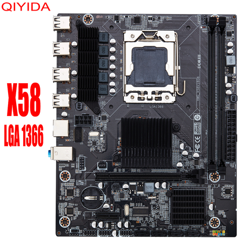 qiyida X58 LGA 1366 motherboard LGA1366 support REG ECC DDR3 and xeon processor AMD RX Series High power CPU support ► Photo 1/6