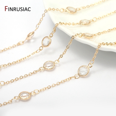 Korean 6mm round crystal chain for diy jewelry making handmade fashion bracelet necklace chain material components 14k gold ► Photo 1/6