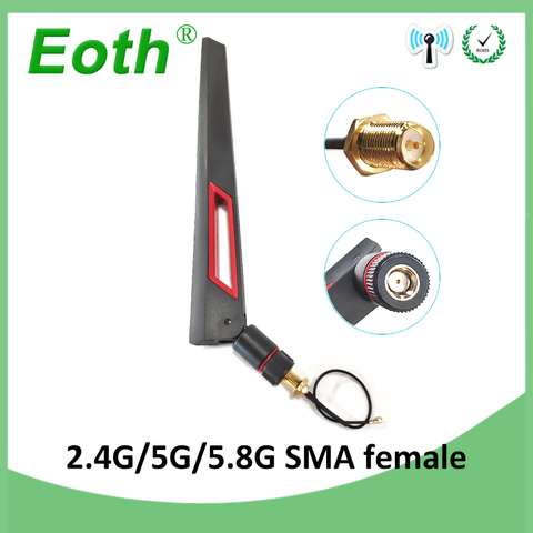 2.4GHz 5GHz 5.8Ghz Antenna real 8dBi RP-SMA Dual Band 2.4g 5g 5.8g wifi Antena aerial SMA female + ufl./ IPX 1.13 Pigtail Cable ► Photo 1/6