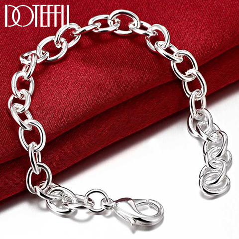 DOTEFFIL 925 Sterling Silver 8-Inch Basic Chain Bracelet For Woman Charm Wedding Engagement Fashion Party Jewelry ► Photo 1/6